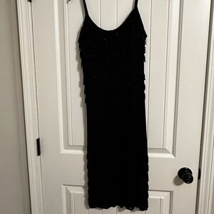 Carole Little Black cocktail dress with beaded tassels - Size 4